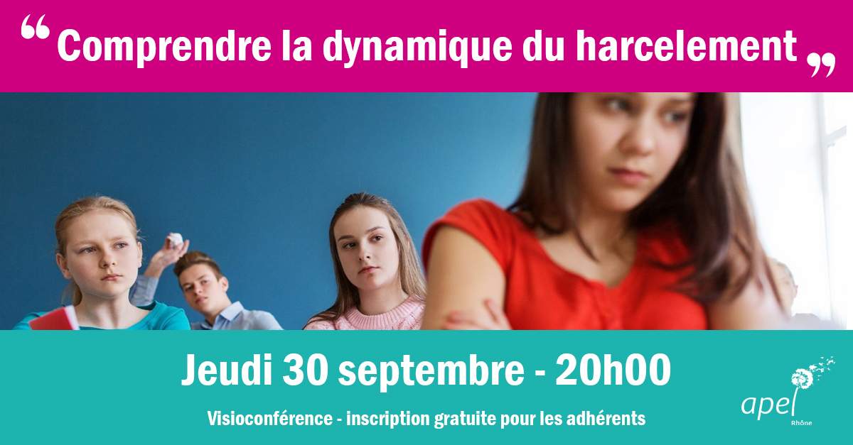 You are currently viewing Visioconférence comprendre la dynamique du harcèlement : jeudi 30 septembre de 20h à 22h