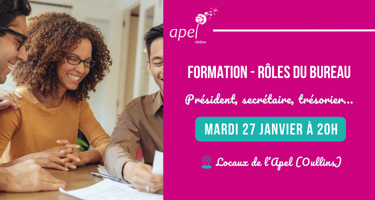 You are currently viewing Formation en présentiel – Rôles du bureau au sein de l&rsquo;APEL le 27 janvier 2026